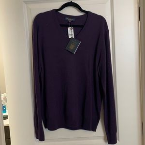 Purple vneck pullover sweater brooks brothers